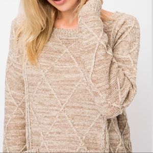 New Beige Sweater Knit Long Sleeve with Pockets